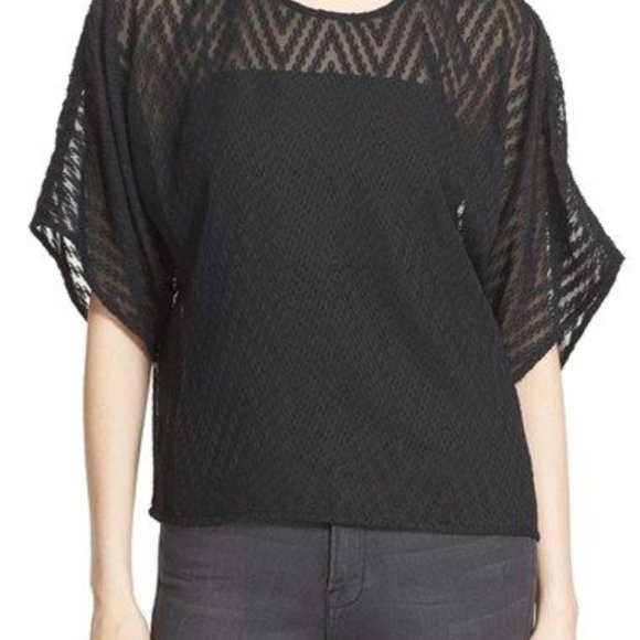 IRO Azade Chiffon Lightweight Textured Black Top Size S Short Sleeve Tunic - Picture 2 of 11